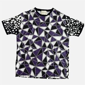 NEW Fausto Puglisi Geometric Mosaic Purple Shirt IT 40 US 4 Animal Print Cotton